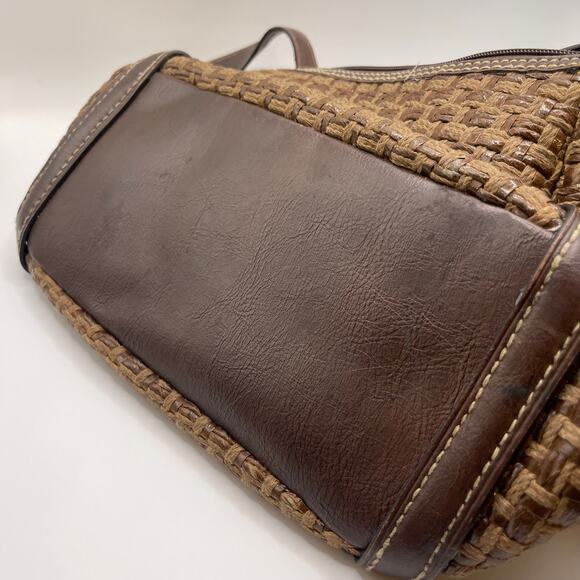 Fossil Modern Vintage Raffia and Leather Satchel Handbag - Picture 2 of 7